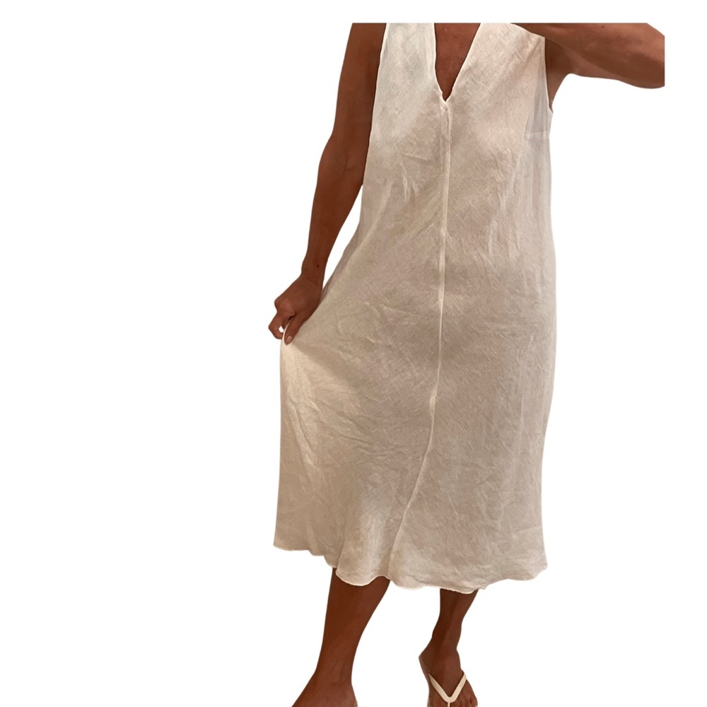 120% Lino white linen dress